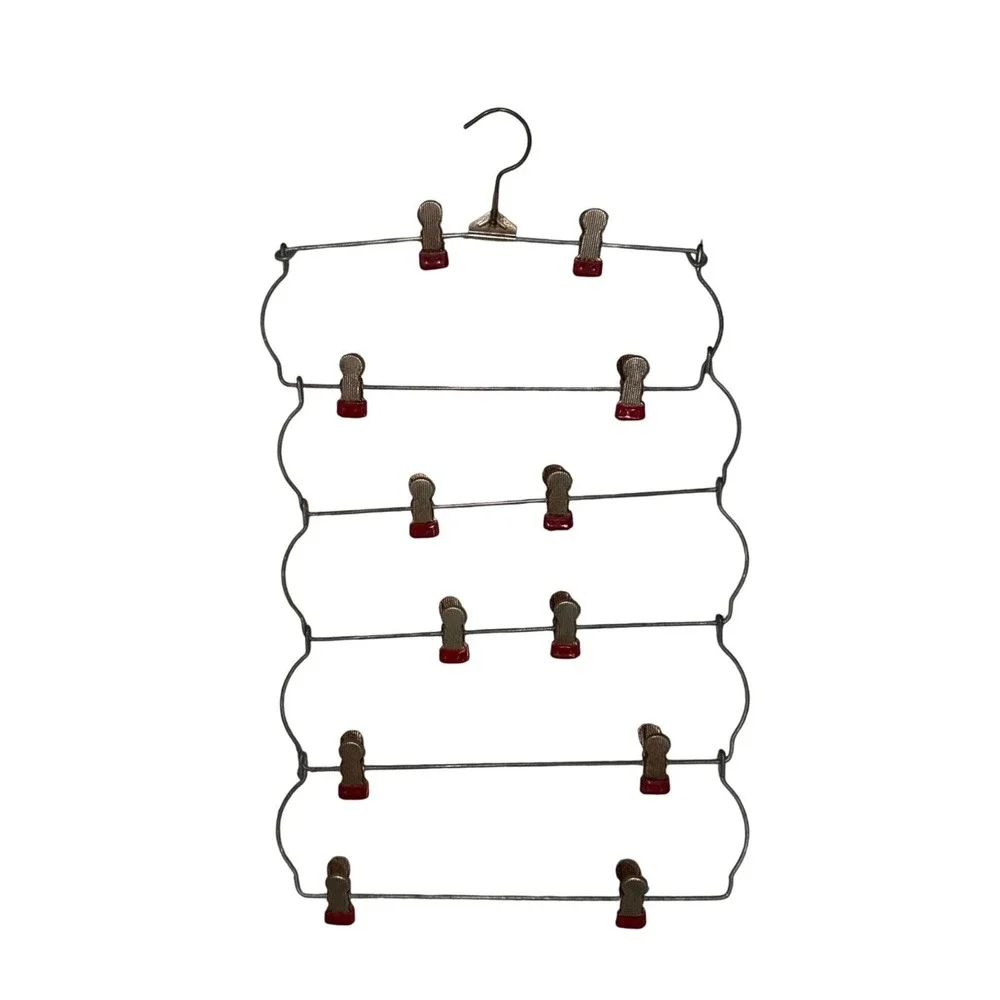 Vintage Metal Multi Clip Skirt Hanger 10 Clips Space Saving Closet Organizer